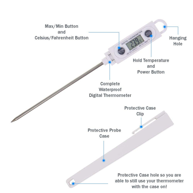 Brannan Instant Read Meat Thermometer Digital Probe - Waterproof Thermometer for Fast Temperature Monitoring - Ideal Temperature Probe for use as a Meat Thermometer - NewNest Australia