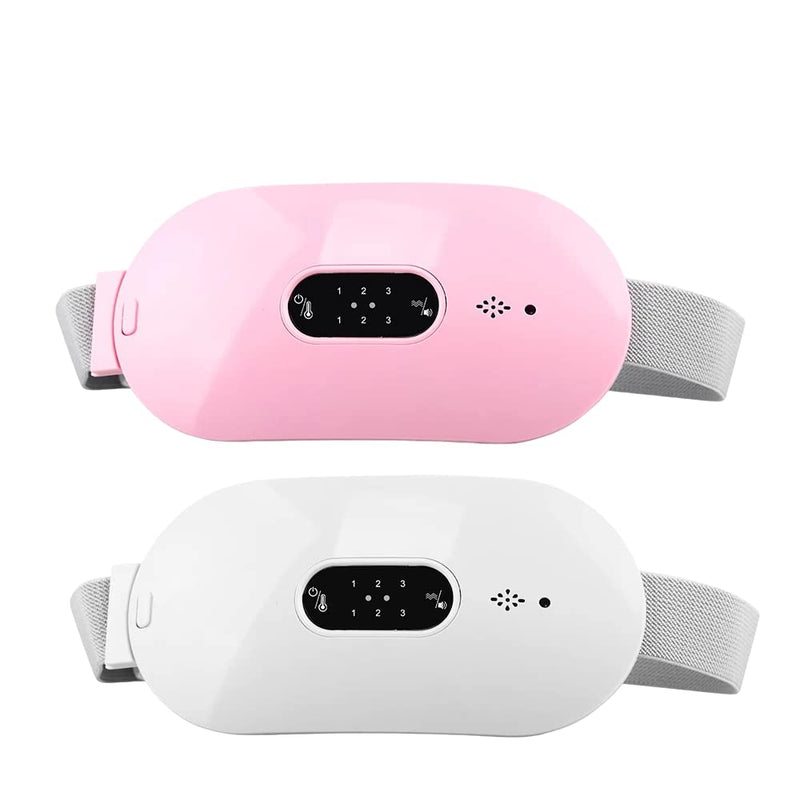 Portable Cordless Wireless Heating Pad for Menstrual Period Cramps, Electric Waist Belt Device, 3 Heat Levels and 3 Vibration Massage Modes, Back or Belly Heating Pad for Females (White) White - NewNest Australia