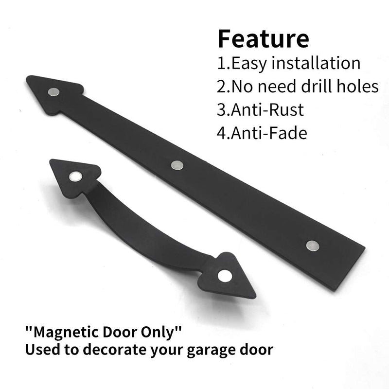 skysen Magnetic Garage Door Decorative Faux Hinges Handles Accents Hardware Kit Black(cxckls) - NewNest Australia