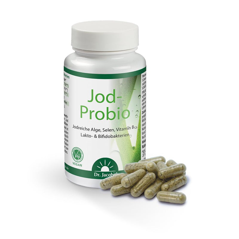 Dr. Jacob's Iodine Probio 31.6 g can I natural iodine from sea algae I with selenium, vitamin B12 and lactobacilli and bifidobacteria I for the immune system¹ and thyroid² I 90 portions, vegan - NewNest Australia