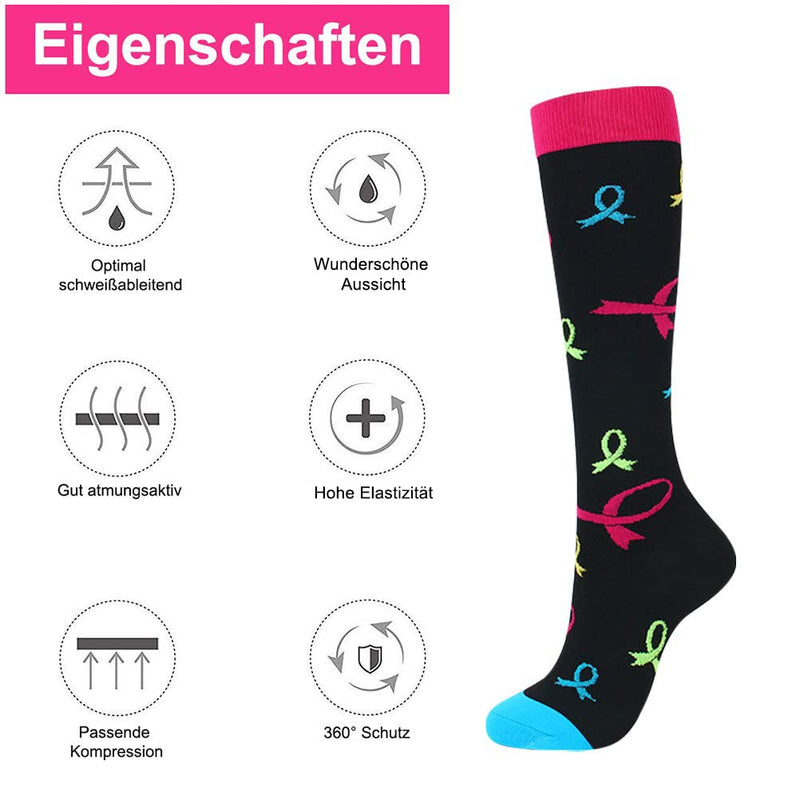 Miavogo 3 Pairs Of Compression Stockings For Women, Compression Socks With 20-30 Mmhg, Colorful Thrombosis Stockings, Compression Socks For Sports, Running, Travel - NewNest Australia