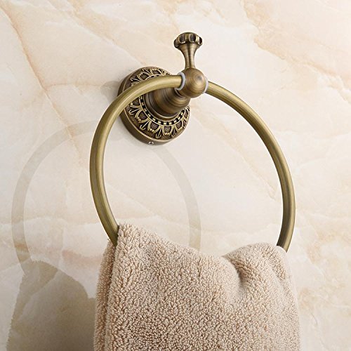 Beelee Wall Mounted Towel Ring/Towel Holder,Solid Brass Construction, Antique Bronze Finish,Bathroom Accessories Antique Brass - NewNest Australia