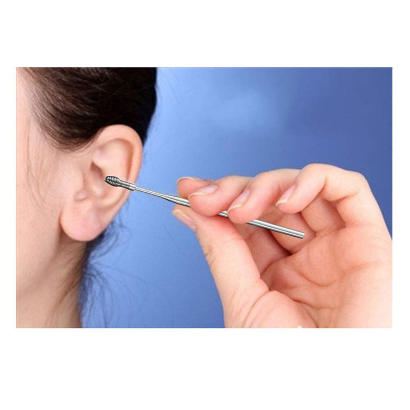 Jzk 5 Pcs Stainless Steel Ear Cleaner Kit With Box, Earwax Curette, Ear Cleaning Tool, Stainless Steel Earwax Remover Spiral, Earwax Pick, Tooth Cleaning Kit (Silver) - NewNest Australia