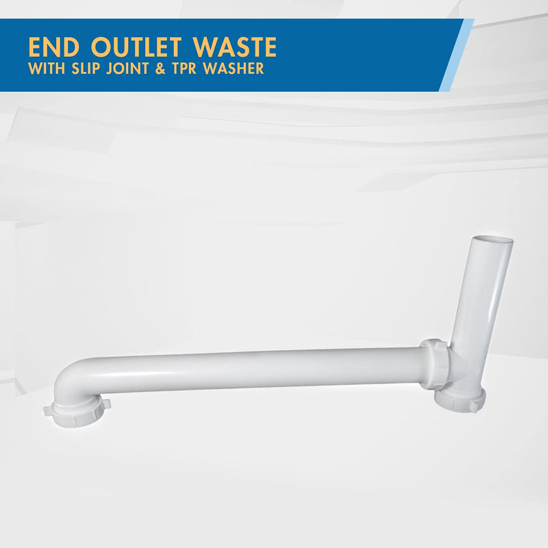 HIGHCRAFT Q45638U Plastic End Outlet Waste and TPR Washer for Tubular Drain 1-1/2 Inch White - NewNest Australia