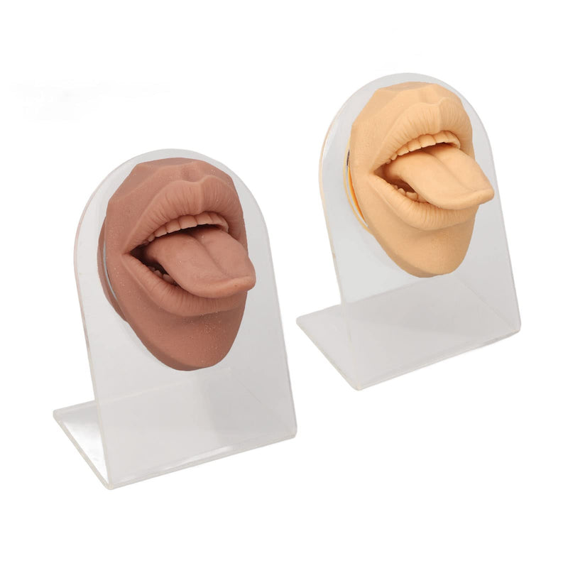 Pack Of 2 Silicone Mouth Tongue Model, 3D Simulated Piercing Model With Stand, Flexible False Mouth Model With Tongue For Piercing Practice Educational Display - NewNest Australia