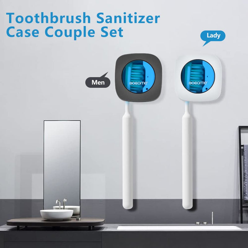 OOCOME Portable Deep UV Toothbrush Sanitizer Case Toothbrush Sanitizer Holder Organizer Case Toothbrush Cleaner Holder with Sticker free Punching for Travel and Family Use (2 Packs) 2 Packs - NewNest Australia
