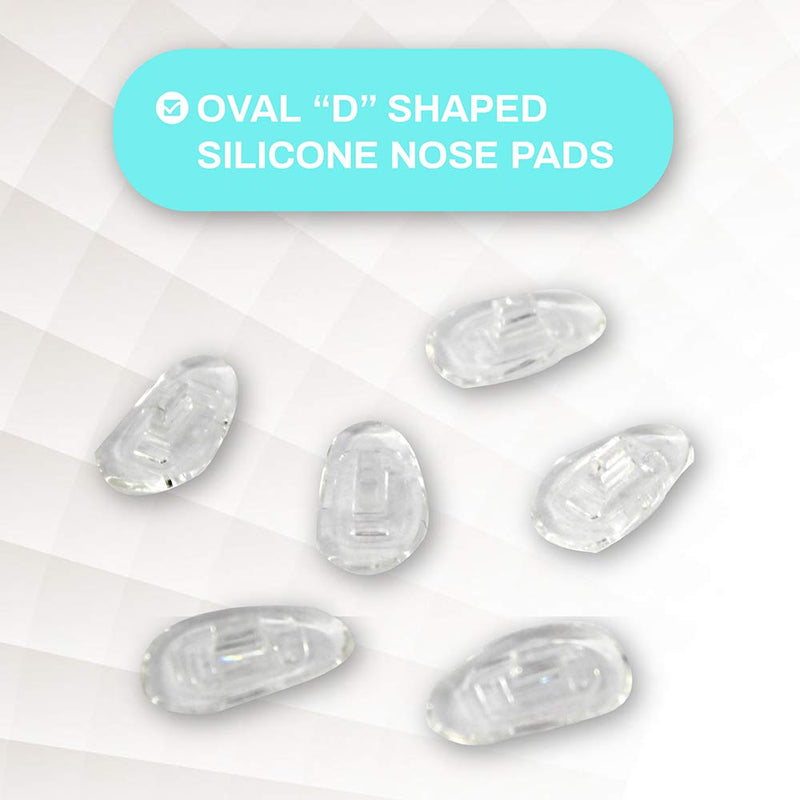 Premium Grade Oval D-Shaped Push-in Silicone Nose Pads 15 mm/0.6'' | 3 Pairs | Nose Pads for Glasses, Spectacles and Eyeglasses by Sports World Vision - NewNest Australia