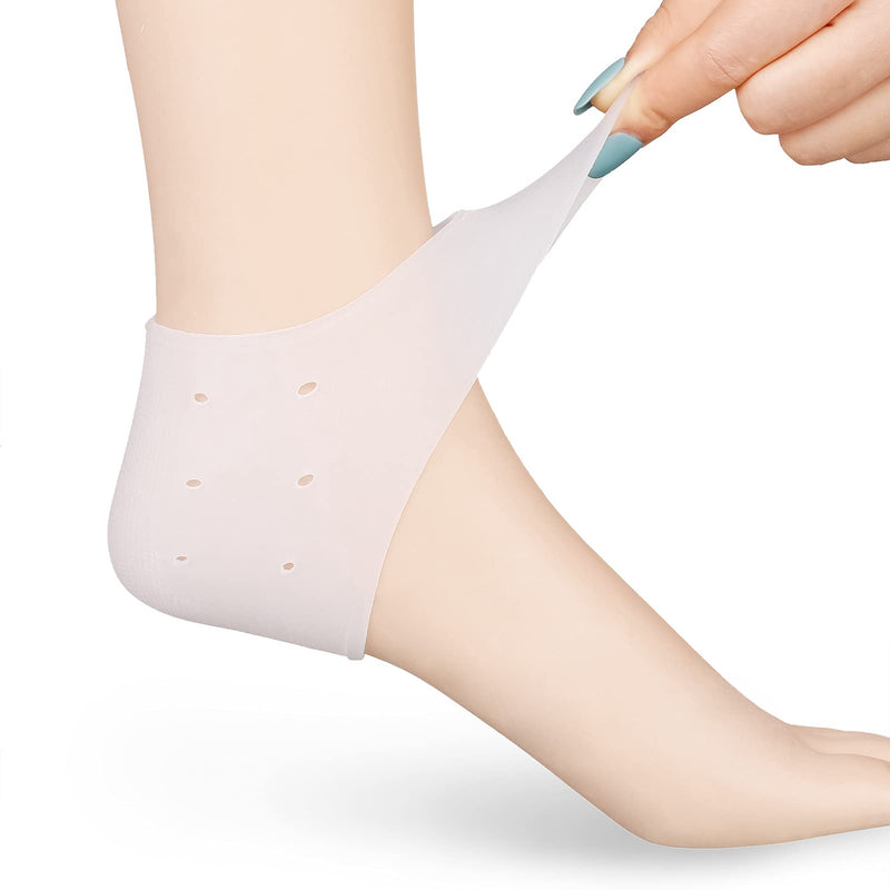 FRIUSATE Pack of 4 Silicone Heel Pads Heel Protection Gel Heel Gel Pads Gel Heel Protection for Heel Pain, Dry Cracked Heel (White) - NewNest Australia