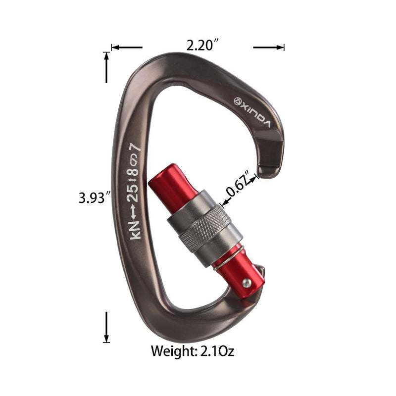 XINDA Screwgate Locking Carabiner Clip - Professional Rock Climbing Carabiner Screw Lock,Heavy Duty Carabiners for Climbing,Mountaineer,Hammock,Camping,Outdoor Equipment 2 pcs Gray - NewNest Australia
