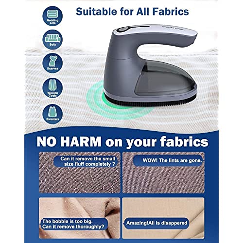POPCHOSE Fabric Shaver, Rechargeable Lint Remover with 6-Blades and Electrostatic Brush, Effectively and Quickly Remove Fuzz for Clothes, Sweater, Couch, Blanket, Curtain, Wool, Cashmere - NewNest Australia