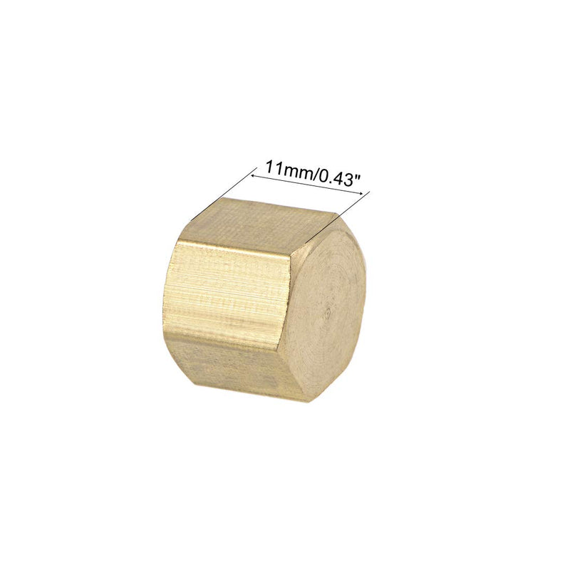 uxcell 1/8 Inch Brass Cap PT1/8 Female Pipe Fitting Hex Compression Stop Valve Connector 11x11mm - NewNest Australia