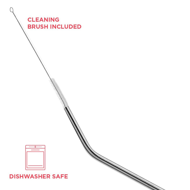 SipWell Stainless Steel Drinking Straws, Set of 4, Free Cleaning Brush Included 8.46 Inches Long - 6mm - NewNest Australia