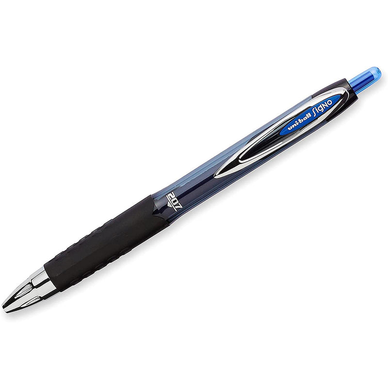 Uniball Signo 207 Retractable Gel Pens - Medium Point - 6 Black with 6 Blue Ink Pens (Total of 12 Pens) - NewNest Australia