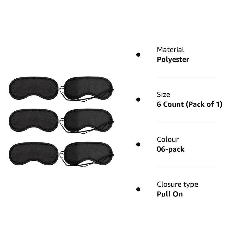 ITME 6 Pack Sleep Eye Mask Shade Cover, Sleeping Blindfold for Men & Women, Suitable for Lunch Break/Travel/on The Plane/Hotel/Camping Usage ( Black ) 06-pack - NewNest Australia