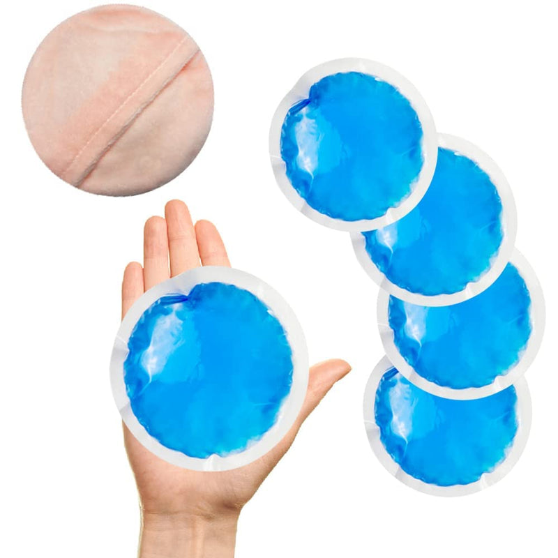 Small Gel Ice Packs 5 Pcs Flexible Reusable Cooling Pad w/ Cloth Backing Heat or Ice Therapy Hot Cold Pack for Tired Eyes, Breastfeeding, Wisdom Teeth, Kids Injuries, Sinus Relief, Muscle & Joint Pain 4'' x 4''-5 Packs - NewNest Australia