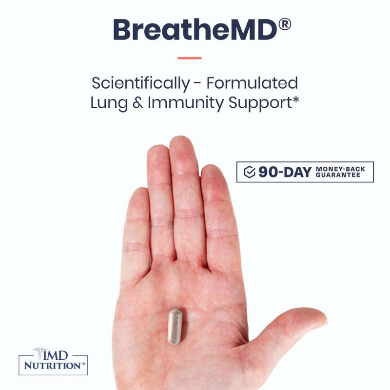 1MD Nutrition BreatheMD | Lung and Respiratory Support Supplement | Promotes a Healthy Immune System | with Elderberry, Chromium, and L-Cysteine | 60 Ct. 60 Count (Pack of 1) - NewNest Australia