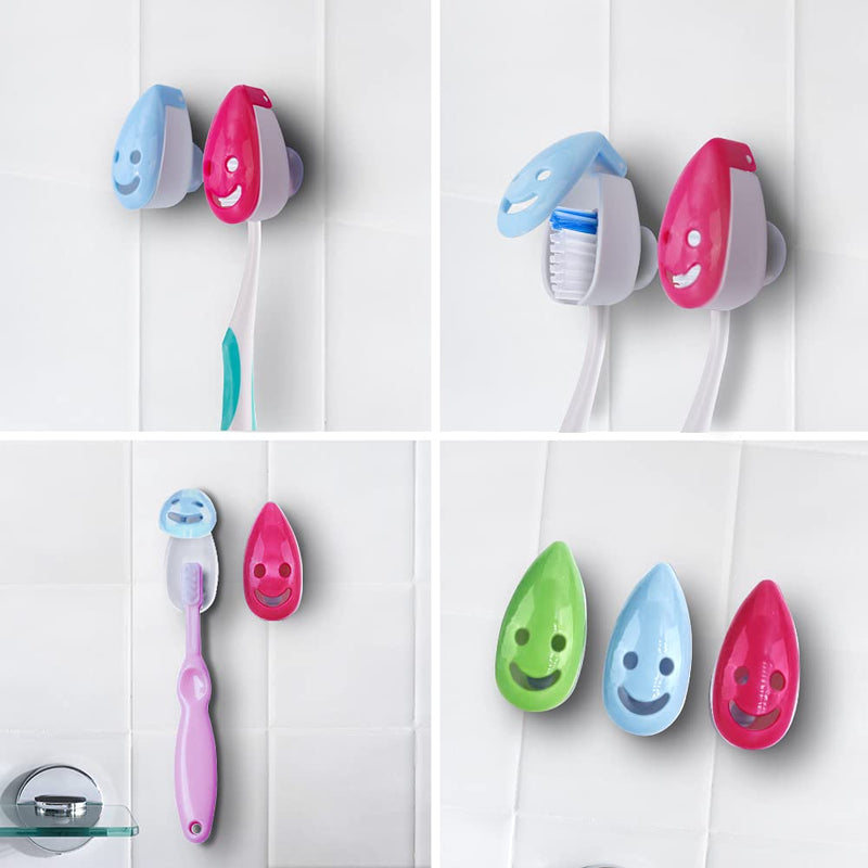 SYNCHAIN Toothbrush Holder Cover, 6pcs Toothbrush Head Cover Case Cap Suction Cup Portable Toothbrush Protector 6 Colors for Family, Kids, Travel - NewNest Australia