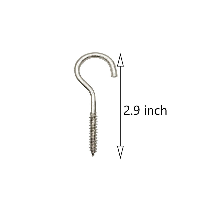 NewNest Australia - AxeSickle 3 Inch Heavy Duty Large Screw Hook Ceiling Hook Cup Hook 20 Pcs 