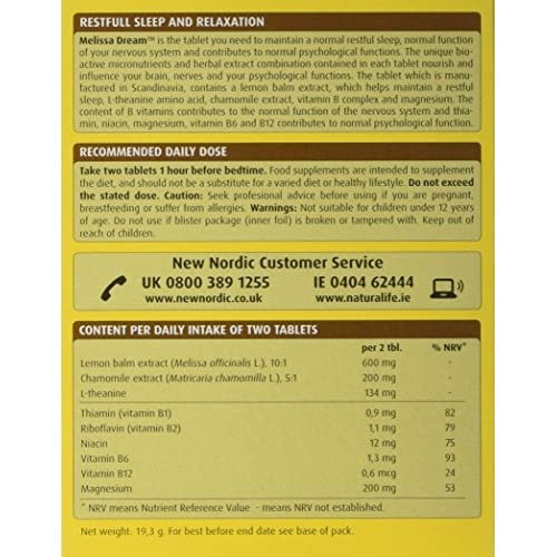 New Nordic Melissa Dream Herbal Sleeping Tablets 20 Pack - Natural Insomnia Relief - Natural Sleep Aid Tablets - Vegan Herbal Sleeping Tablets for Adults - NewNest Australia