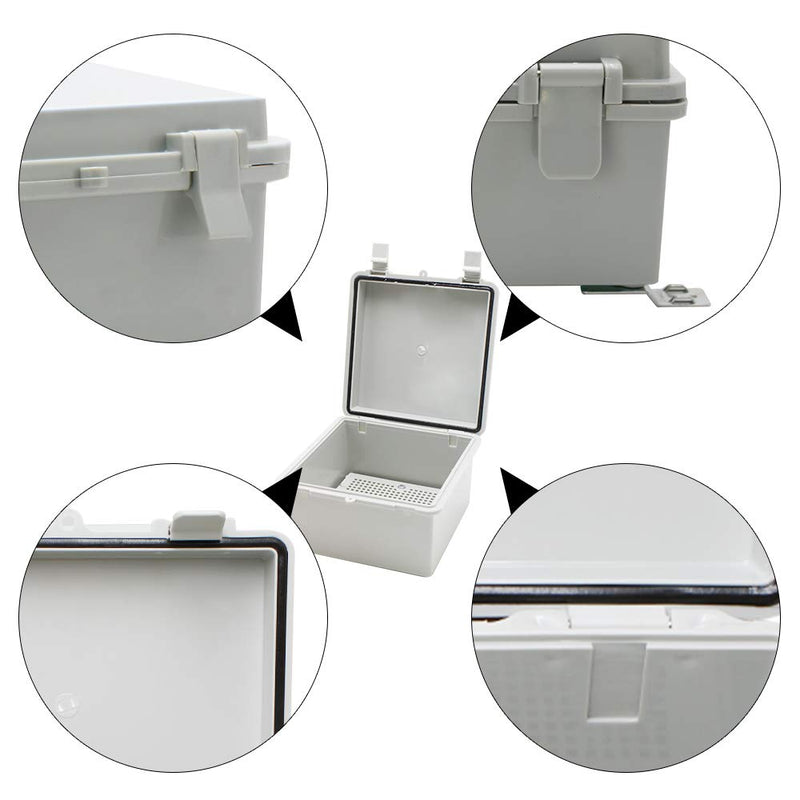 MAKERELE Outside Electrical Box Waterproof with Lock and Wall Bracket 5.9"3.9"2.8" (15010070mm) Hinged Cover Grey Plastic Clip Project ABS Plastic Case IP65 with 2 NPT 1/4” Glands 5.9"*3.9"*2.8"(15010070mm) - NewNest Australia