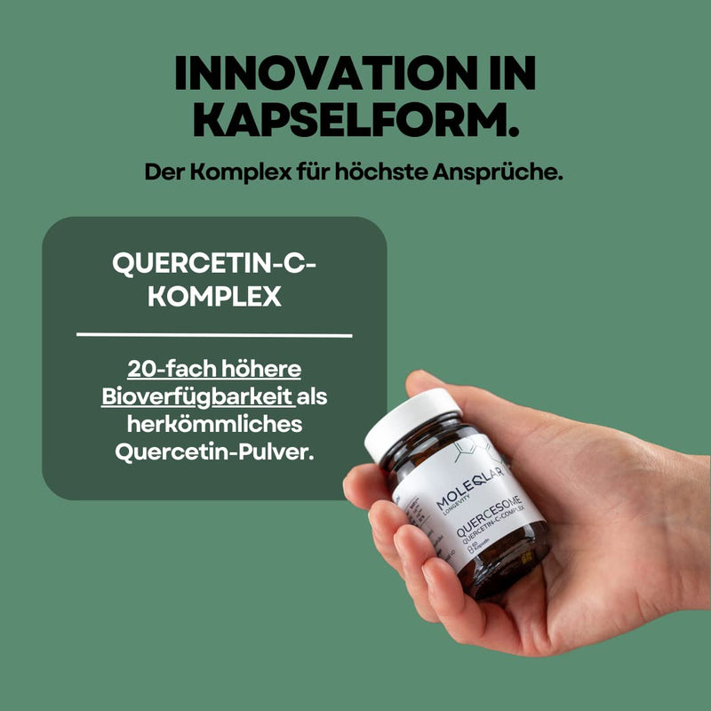 MoleQlar high-dose quercetin capsules - 60 capsules of premium quercetin C complex - 500 mg quercetin phospholipid per serving - 20x better bioavailability than powder - NewNest Australia