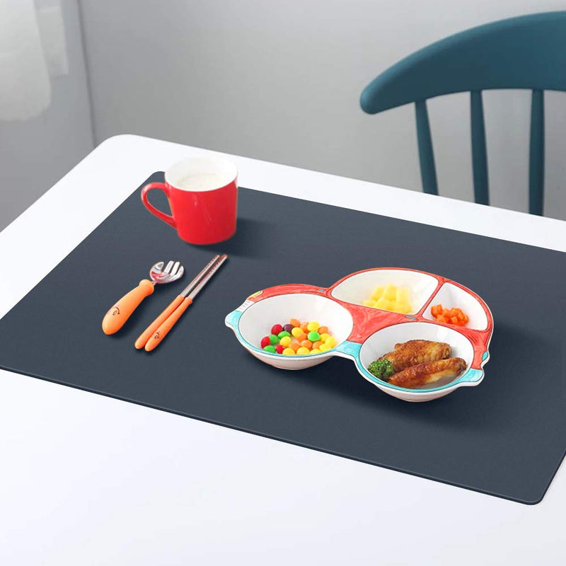 NewNest Australia - HomeDo 4Pack Waterproof Silicone Placemats, Non-Stick Baking Mat, Non-Slip Dining Placemat for Kids, Heat Resistant Insulation Countertop Protector Pads, Thicken (Black-4pcs, 15.75"x11.81") Black 120g:15.75x11.81Inch-4pack 