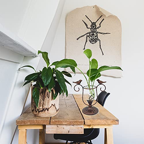 POXOHO Desktop Plant Terrarium, Iron Bird Art Glass Propagation Vase, Propagation Planters with Vintage Metal Frame, Suitable for Decoration of Desktop Hydroponic Plants in Office and Living Room - NewNest Australia