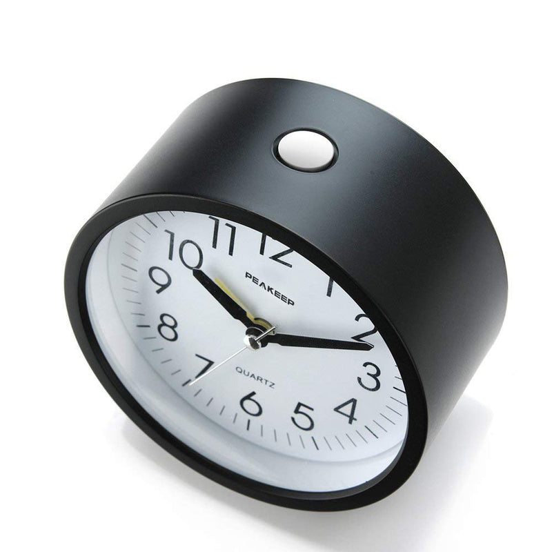 NewNest Australia - Peakeep Battery Operated Alarm Clock Silent Non Ticking, Gentle Wake, Increasing Beep Alarm Clock Volume, Easy Set (Black) Black 