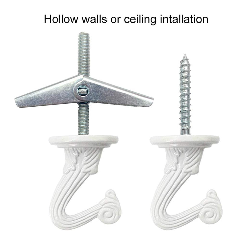 NewNest Australia - Odowalker 6 Sets Ceiling Hooks White Heavy Duty Swag Hooks with Steel Screws Bolts and Toggle Wings for Hanging Plants Ceiling Installation Cavity Wall Fixing 