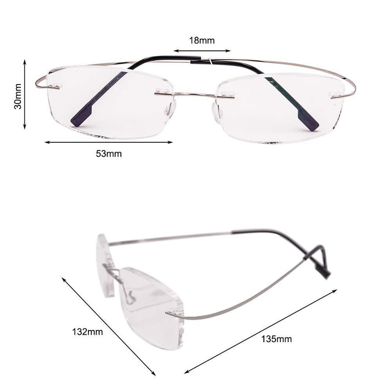 Rimless reading glasses super light titanium reading aid for men and women silver +1.50 - NewNest Australia