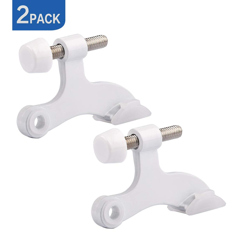 HOMOTEK 2 Pack Hinge Pin White Door Stopper,Adjustable Deluxe Heavy Duty Door Stopper 2-1/2"x1-3/4”,with White Rubber Bumper Tips White 2pack - NewNest Australia