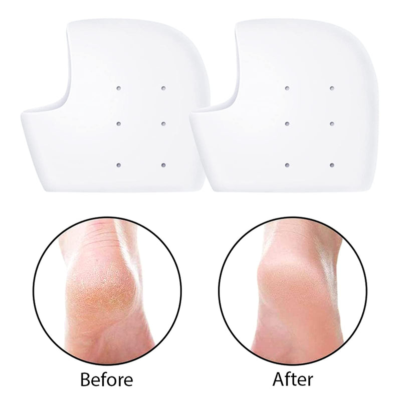 FRIUSATE Pack of 4 Silicone Heel Pads Heel Protection Gel Heel Gel Pads Gel Heel Protection for Heel Pain, Dry Cracked Heel (White) - NewNest Australia