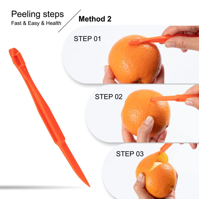 Soft Home Premium Plastic Orange Peeler Lemon Citrus Peel Cutter Vegetable Slicer Fruit Tools (Long Handle Type Green 2 Pack; Mouse Type orange 1 Pack) - NewNest Australia