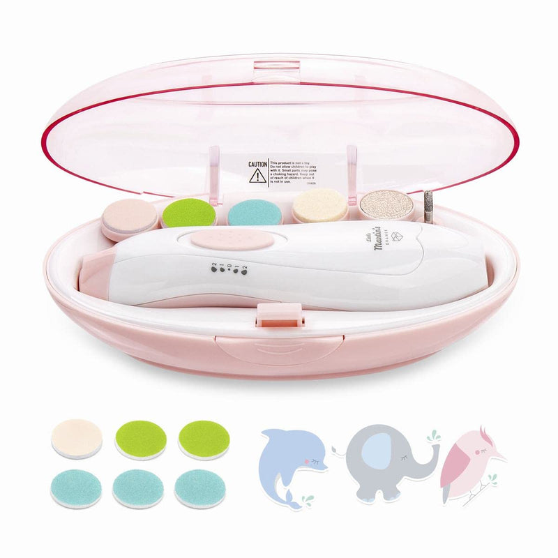 Little Martin’s Drawer Baby Nail Trimmer File with Light - Safe Electric Nail Clippers Kit for Newborn Infant Toddler Kids Toes and Fingernails - Care, Polish and Trim - Battery Operated (AA) Pink - NewNest Australia
