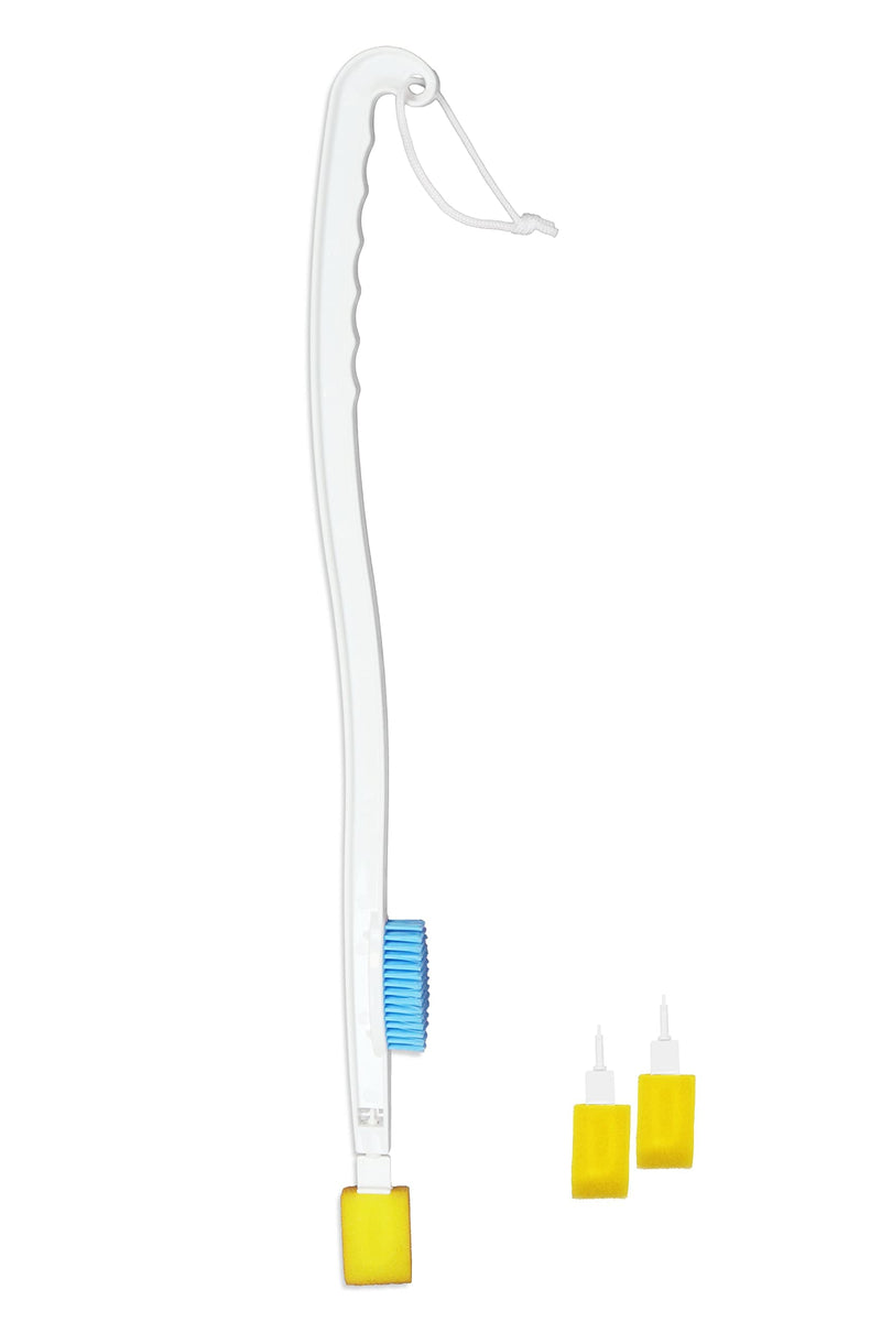 KMINA - Long Handled Foot Brush and Sponge, Foot Cleaner for Shower, Long Reach Toe Washer, Feet Cleaning Brush for Shower, Extra Long Handled Brush to Wash Feet (Includes Spare Parts) - NewNest Australia