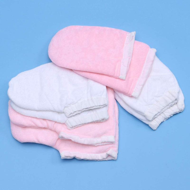 Lurrose Paraffin Wax Gloves and Booties Set 4 Pairs Terry Cloth Mitts Booties Moisturizing Spa Accessories for Hand Foot Care (Pink and White) - NewNest Australia