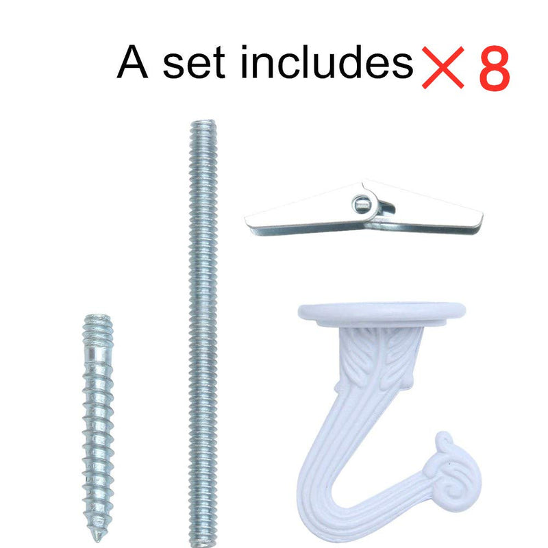 NewNest Australia - 8 Sets Ceiling Hooks for Hanging Plants, White Heavy Duty Swag Hook with Hardware 