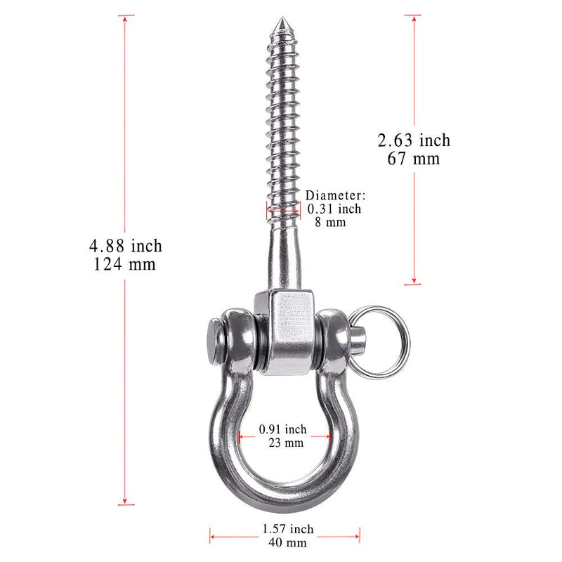 SELEWARE Set of 2 Permanent Antirust 304 Stainless Steel Screw Bracket Heavy Duty 180° Swing Hangers, 1800LB Capacity Playground Yoga Hammock Rope Tire Web Chair Sandbag Punching Bag Porch Swing Sets - NewNest Australia