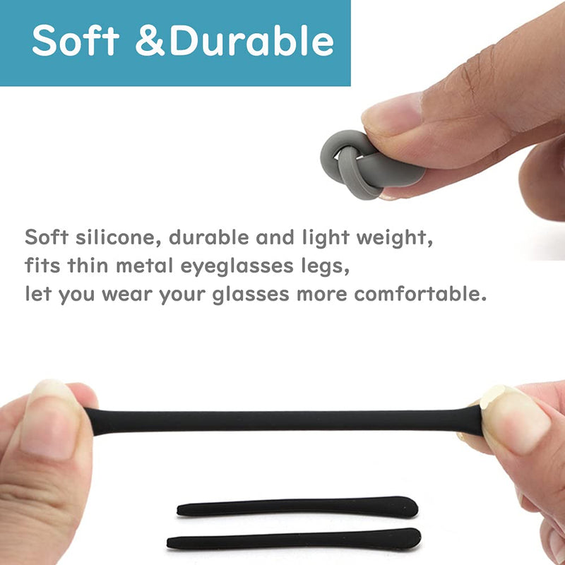 8 Pairs Eyeglass End Tips Ear Sock Pieces Anti-Slip Tube Replacement Tips Silicone for Thin Metal Eyeglass Legs, Black - NewNest Australia