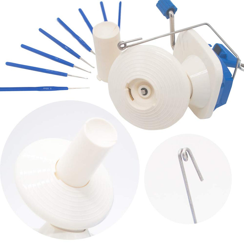 LAMXD Needlecraft Yarn Ball Winder Hand Operated,Capacity 4-Ounce,Blue,Portable Package,Easy to Set Up and Use,Sturdy with Metal Handle and Tabletop Clamp,Including 8 Sizes Crochet Hooks Set Blue - NewNest Australia