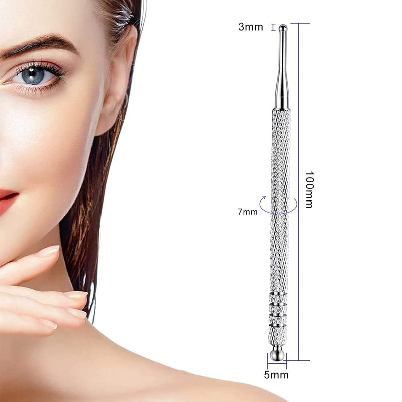 Tuknn Acupuncture Pen, Meridian Pen, Acupressure Rod, Acupressure Pen, Massage Pen, Acupuncture Sticks, Scar Care, Stainless Steel, Length 10 Cm, Ball Diameter 2/5 Mm - NewNest Australia