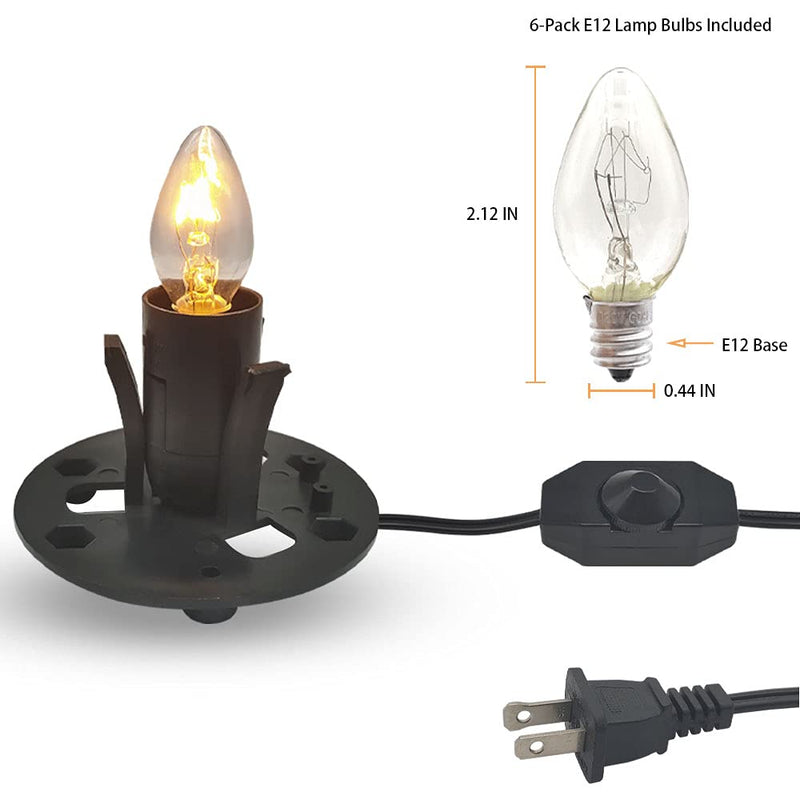 Himalayan Salt Lamp Cord with Dimmer Switch and Bulbs, 6FT Original Replacement Cord with Base Assembly 3.35 Inches, 6-Pack 15 Watt E12 Halogen Salt Lamp Bulbs for Salt Rock Lamp - NewNest Australia
