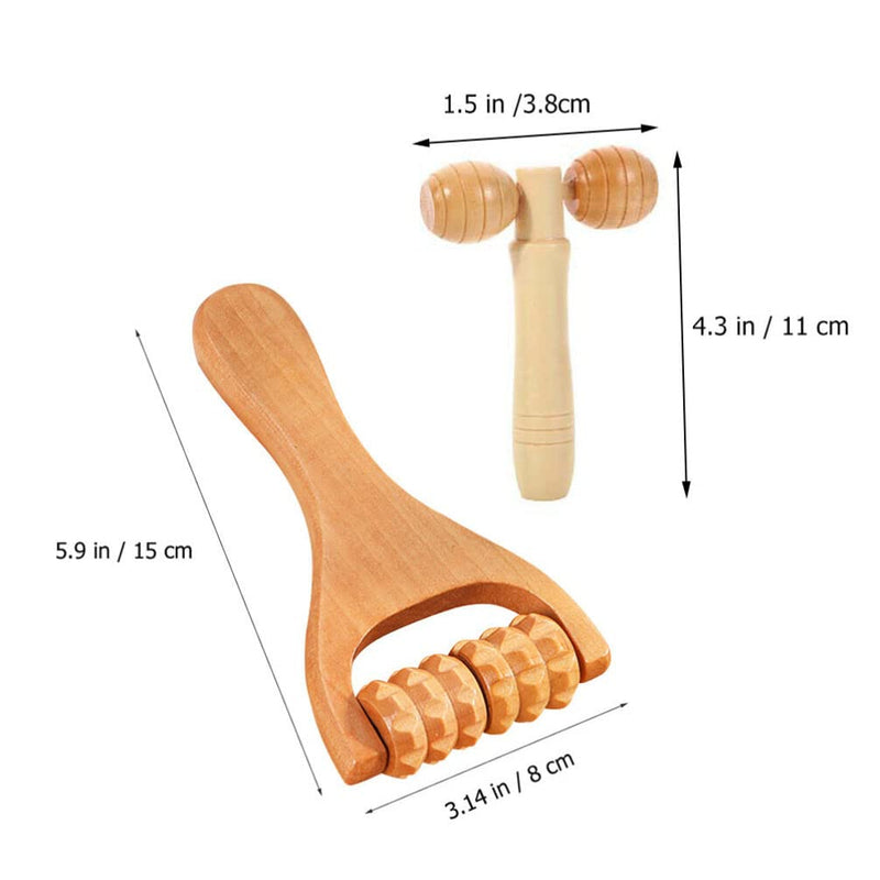 Healvian 3-Piece Massage Roller Set Wooden Foot Massage Trigger Point Massager Three Beads Massage Roller Face Roller Massage For Neck Shoulder Legs Feet Face Back - NewNest Australia
