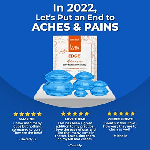 Lure Essentials Edge Cupping Set – Ultra Clear Blue Silicone Cupping Therapy Set for Cellulite Reduction and Myofascial Release - Massage Therapists and Home Use (Set of 4, Blue) 4 Piece Assortment - NewNest Australia