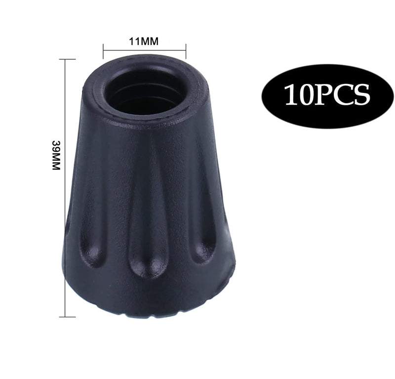 10pcs Walking Stick Rubber Tips,Walking Pole Ferrules With Shock Absorption,Spare Replacement Rubber Cane Tips Protectors Accessories,For Hiking Camping Climbing (11mm,Black) - NewNest Australia