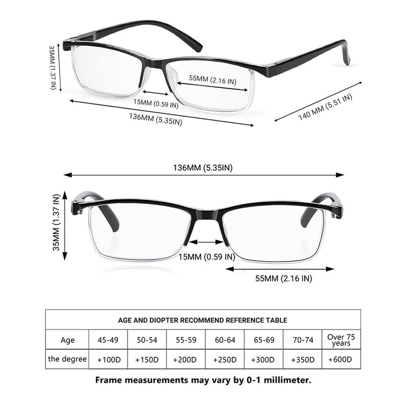 Teraise 4 Pieces Fashion Anti-Blue Light Reading Glasses Quality Reading Glasses For Reading For Men And Women Computer/Mobile Phone Blue Light Blocked Reader Glasses Frame For Reading Case Included. - NewNest Australia