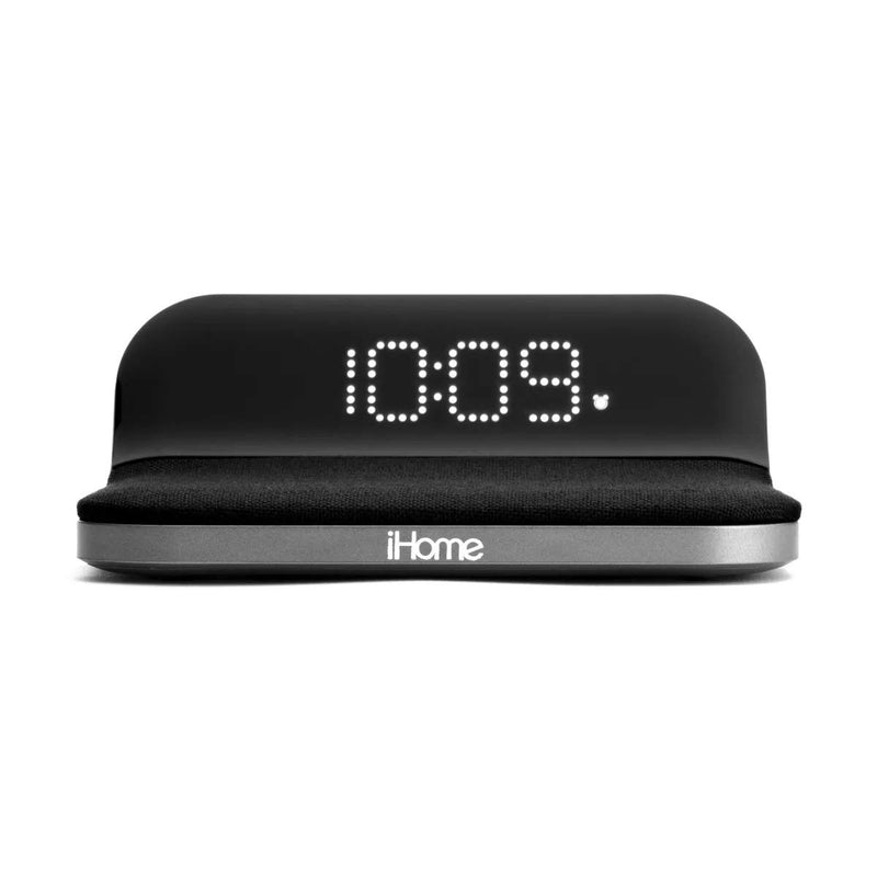 NewNest Australia - iHome iW18 Compact Digital Alarm Clock with USB and Qi Wireless Charging for iPhone 11, XR, XS, X, 8, Galaxy S10 S9 S8, Note 10 Note 9 and More 