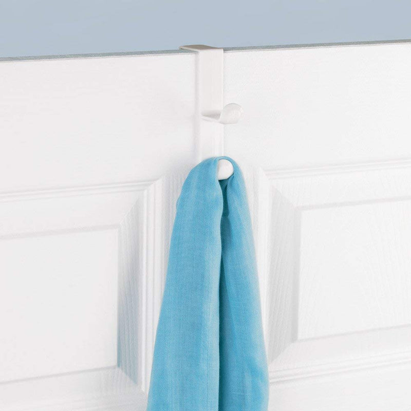 NewNest Australia - iDesign Over The Over The Door Plastic Dual Hook Hanger for Coats, Jackets, Hats, Robes, Towels, Ideal for Bathroom, Bedroom, Mudroom, Set of 6, White 