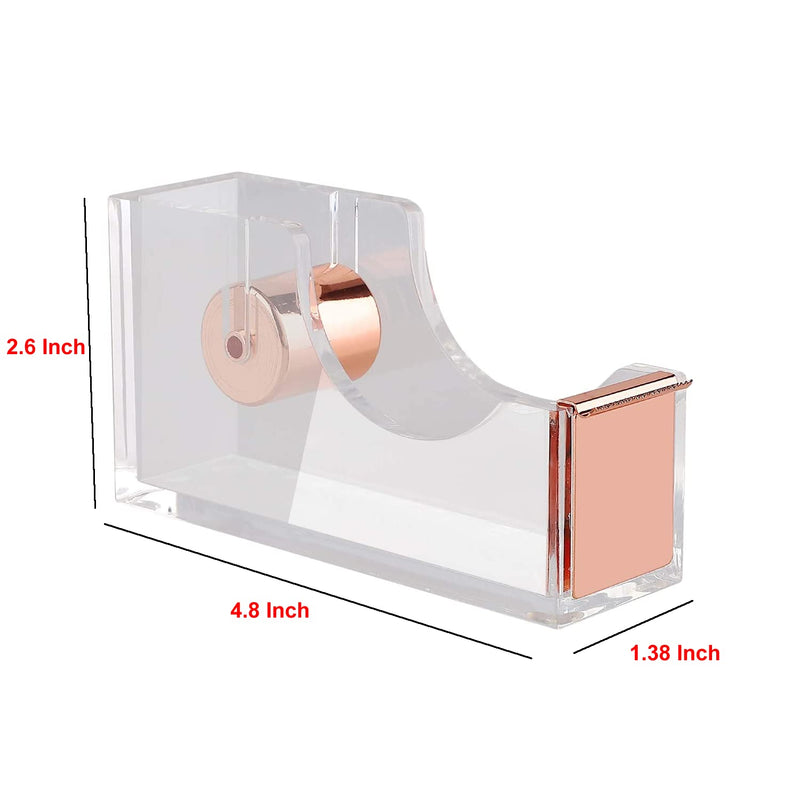 KIDMEN Office Tape Dispenser,Transparent Acrylic Tape Dispenser-Rose Gold - NewNest Australia