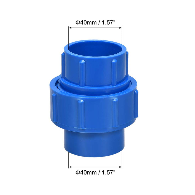 uxcell 40mm X 40mm PVC Pipe Fitting Union Solvent Socket Quick Connector Blue - NewNest Australia